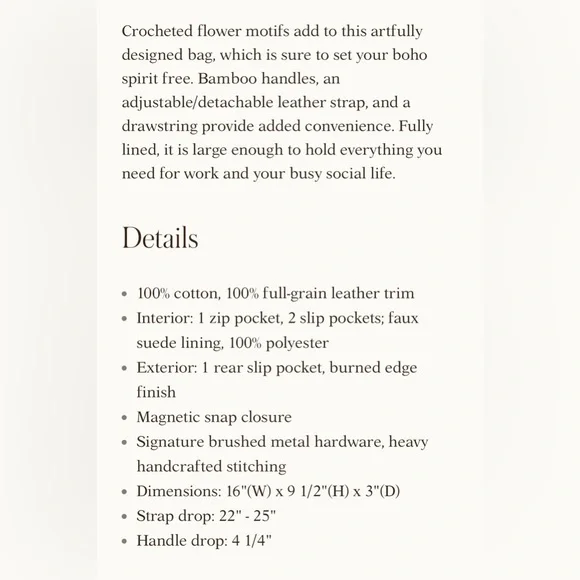 Patrisha Nash Cantinella Crochet Bag NWT - Picture 14 of 14